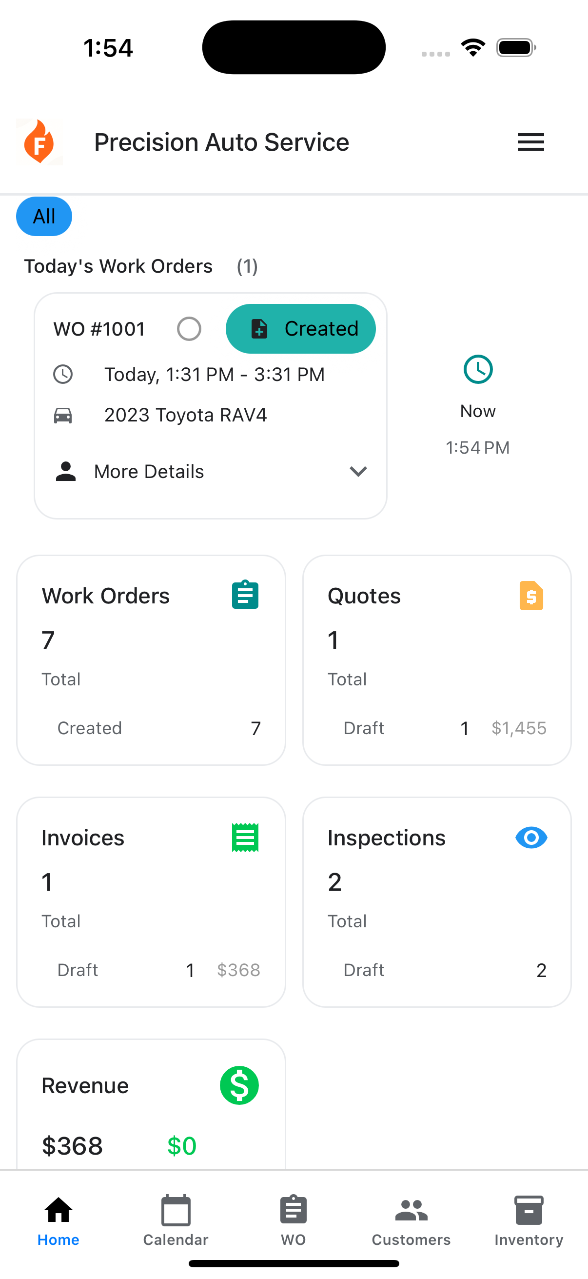 FlameTech on Mobile - Technician view